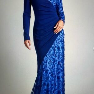 Tadashi Shoji Royal Blue Lace Long Sleeve Dress